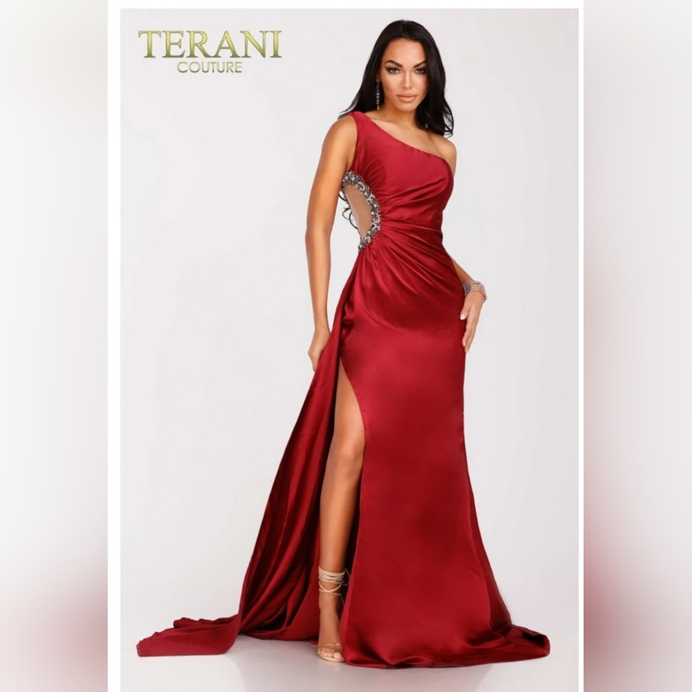 Terani Couture 231P0047 Red Satin Prom Dress Size 4